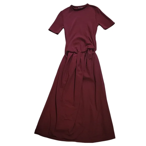 Zara | Dresses | Zara Maroon Combination Knit Sweater Maxi Dress Womens  Small | Poshmark